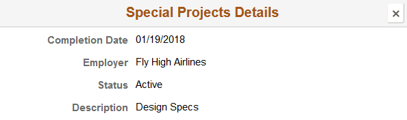 Snapshot - Special Projects Details page