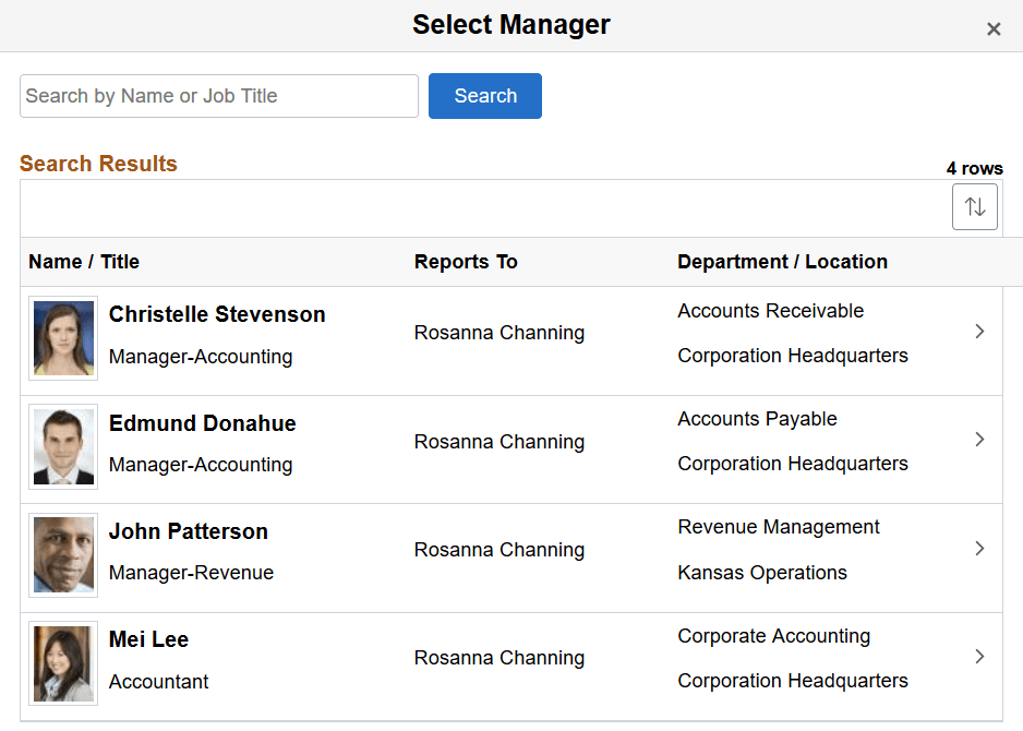 (Tablet) Select Manager page (Tablet) Select Manager page