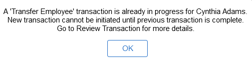 Warning message when an employee has a job transaction in progress Warning message when an employee has a job transaction in progress