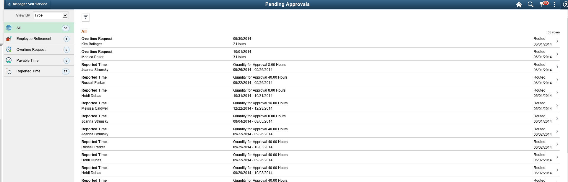 Pending Approvals for Retirement page Pending Approvals for Retirement page