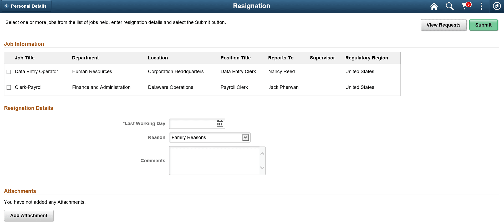 Resignation page (Multiple Jobs) Resignation page (Multiple Jobs)