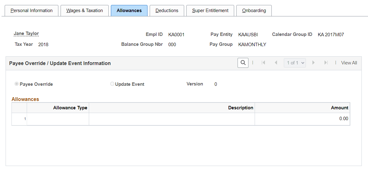 Allowances page Allowances page