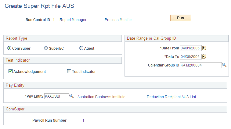 Create Super Rpt File AUS page