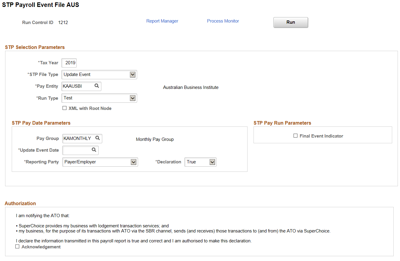 STP Payroll Event File AUS page STP Payroll Event File AUS page