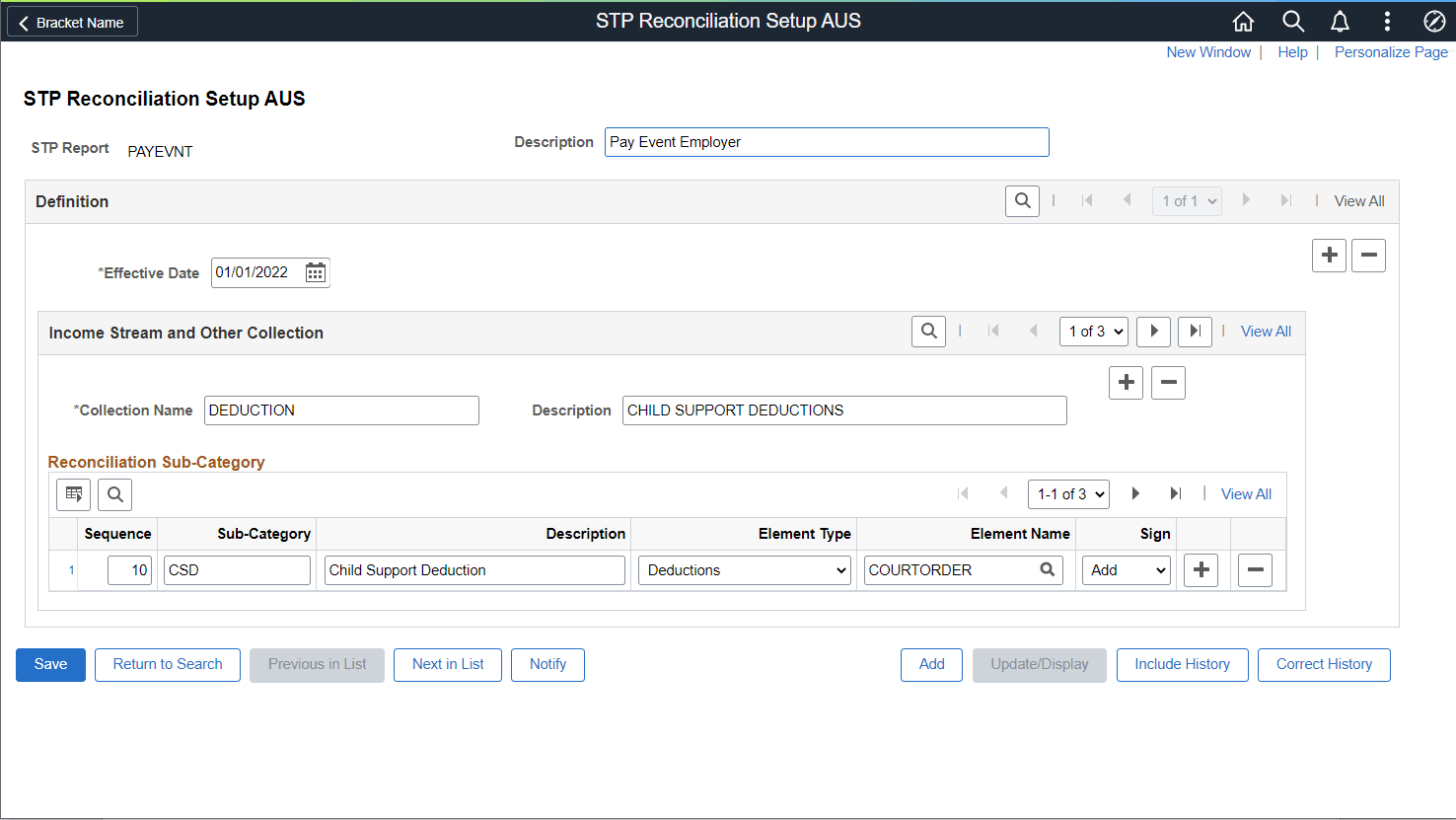 STP Reconciliation Setup AUS page STP Reconciliation Setup AUS page