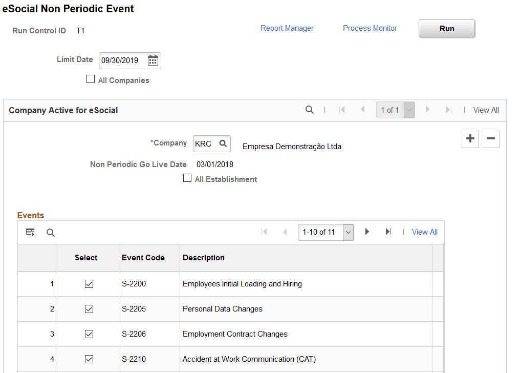 eSocial Non Periodic Event page (1 of 2)