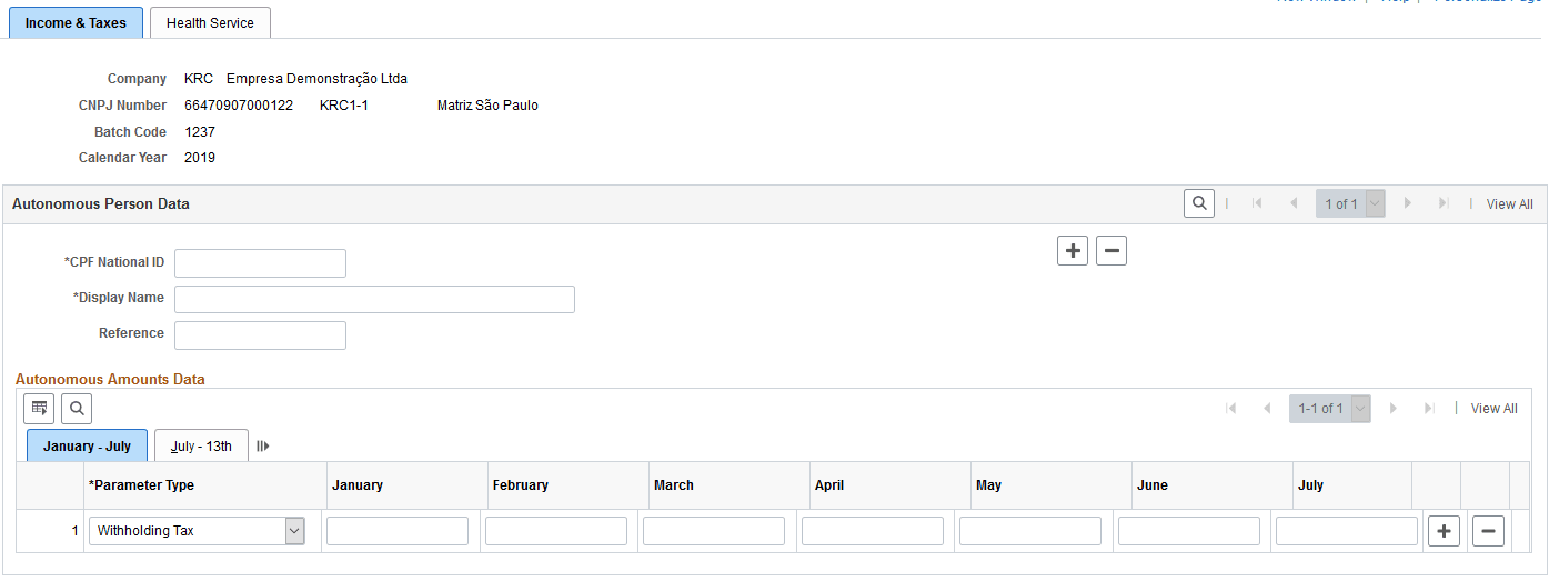 Income &amp; Taxes page