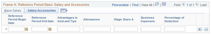 Accident/Illness Cert FRA - Frames A and B page: Salary Accessories tab