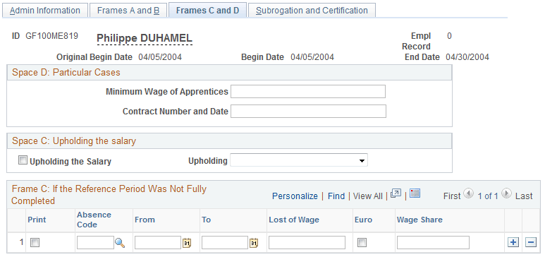 Accident/Illness Cert FRA - Frames C and D page