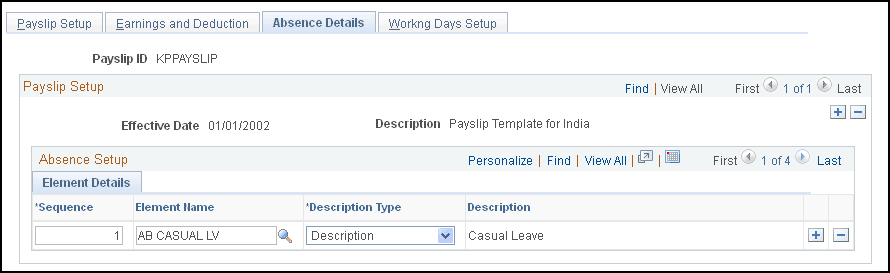 Absence Details page
