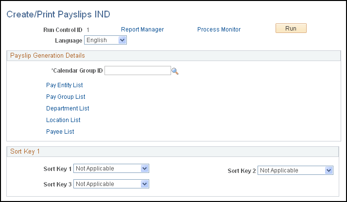 Create/Print Payslips IND page