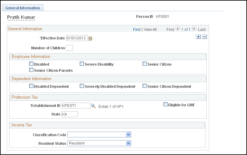General Information page