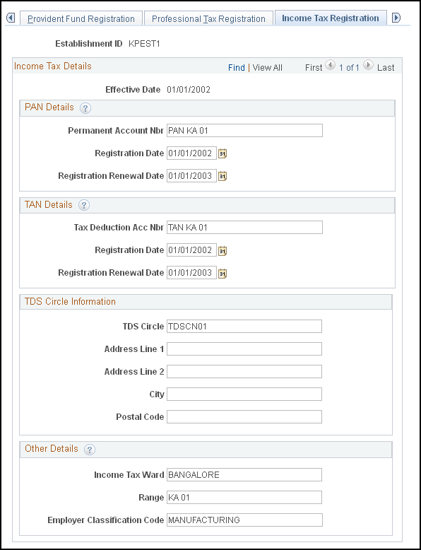 Income Tax Registration page
