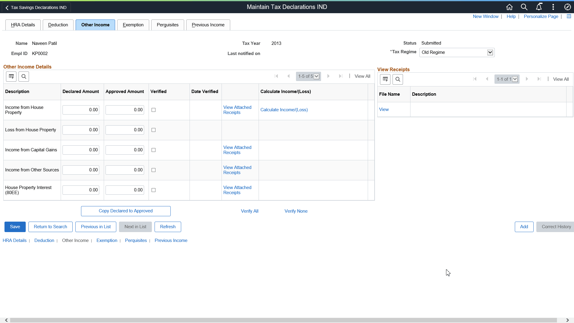 Other Income page