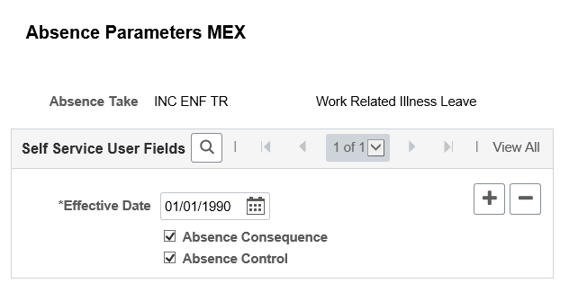 Absence Parameters MEX page Absence Parameters MEX page
