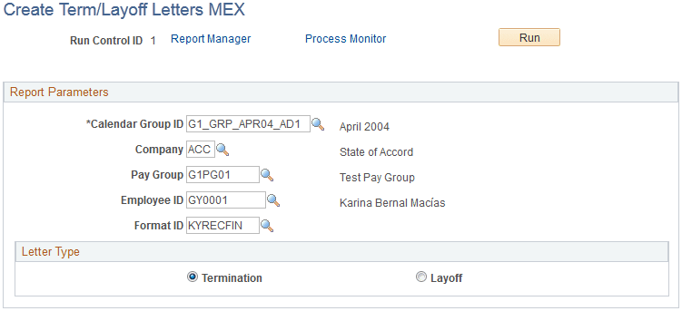 Create Term/Layoff Letters MEX page Create Term/Layoff Letters MEX page