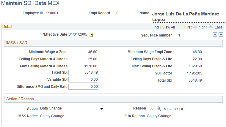 Maintain SDI Data MEX page Maintain SDI Data MEX page