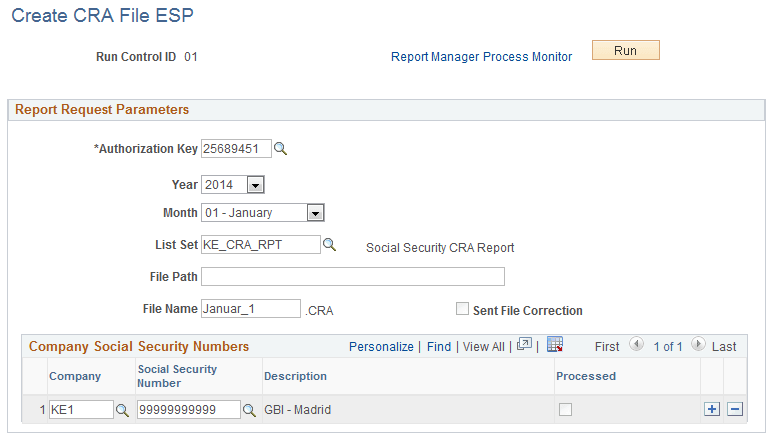 Create CRA File ESP Page Create CRA File ESP Page