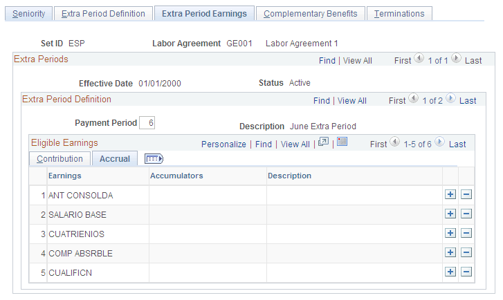 Extra Period Earnings page: Accrual tab Extra Period Earnings page: Accrual tab