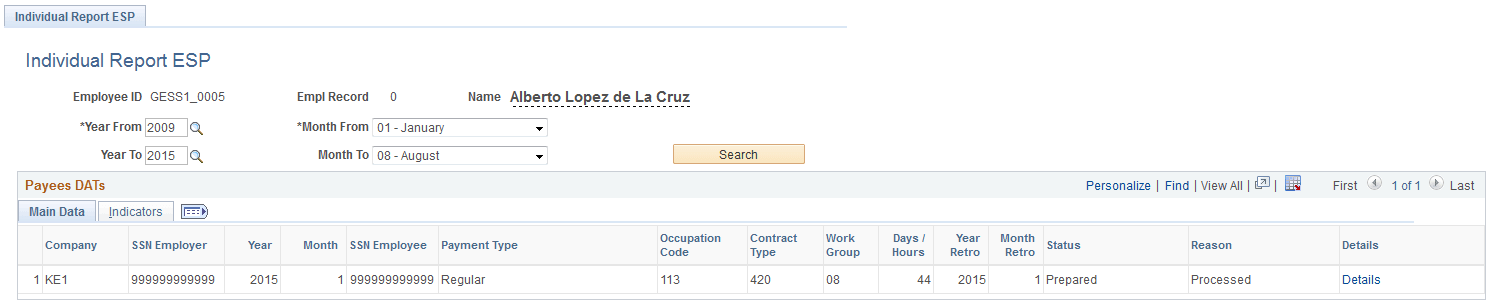 Individual Report ESP page Individual Report ESP page