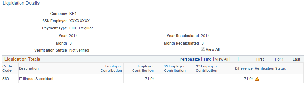 Liquidation Details page Liquidation Details page