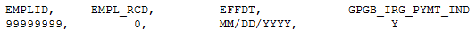 CSV File format to be used and an example of the format