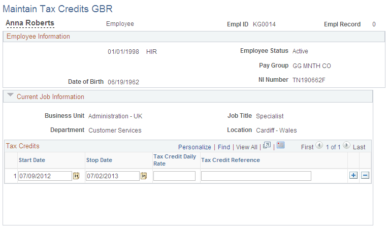 Maintain Tax Credits GBR page