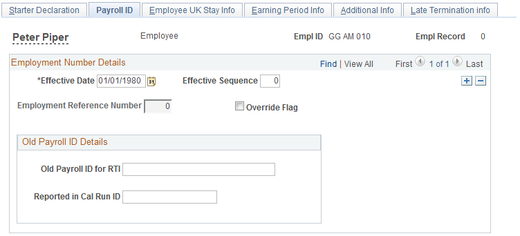 Payroll ID page