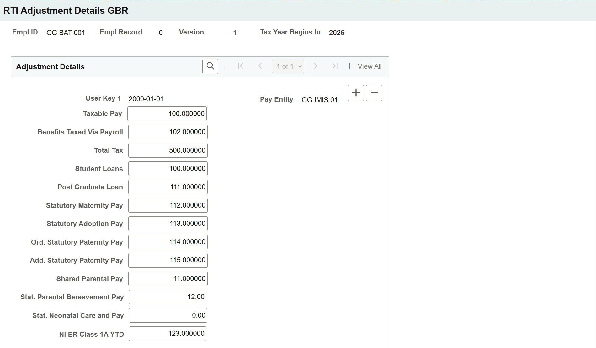 Tax/Absence Adjustments