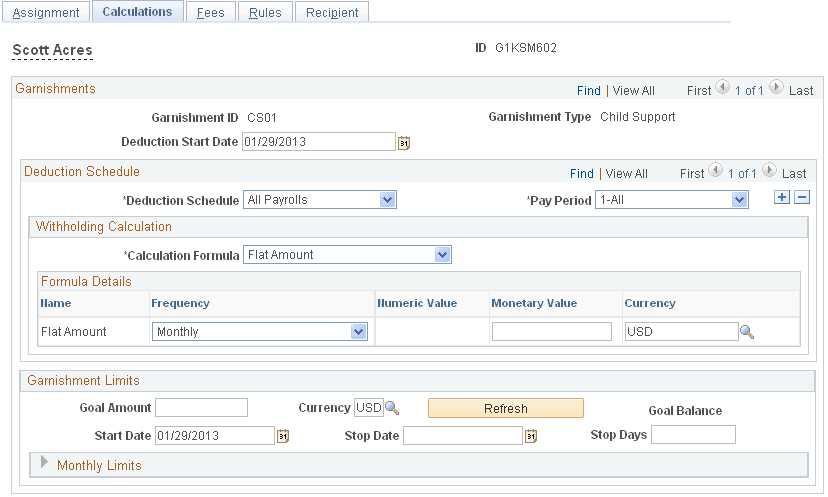 Calculations page