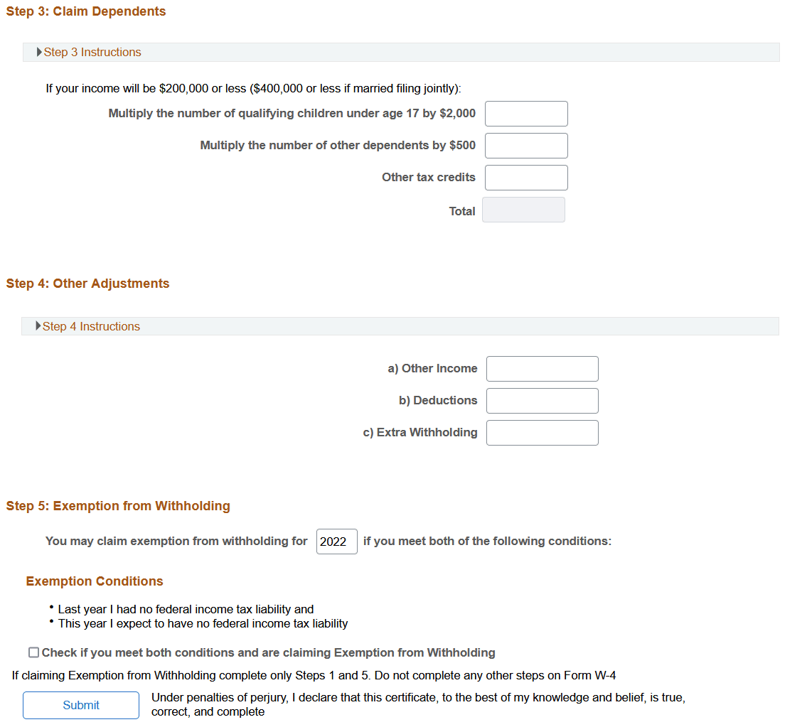W-4 Employee's Withholding Certificate page (2 of 2)