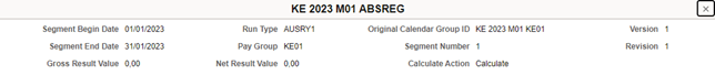 Calendar or Segment Details
