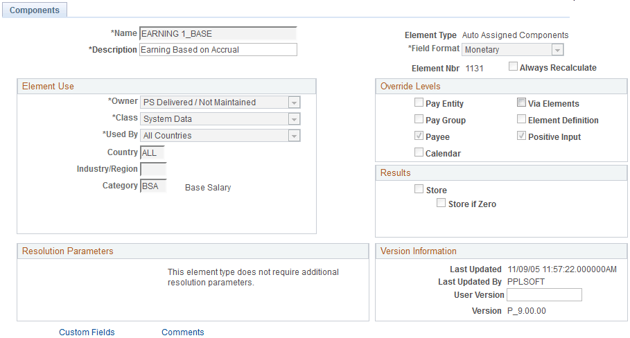 Components page