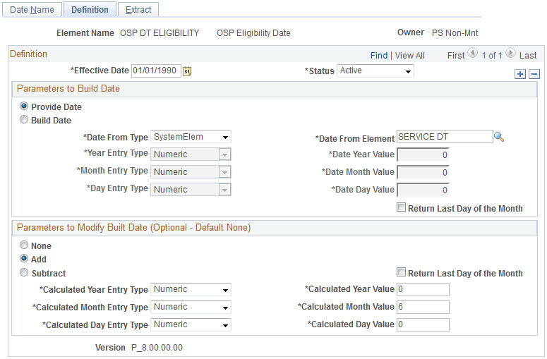 Dates - Definition page