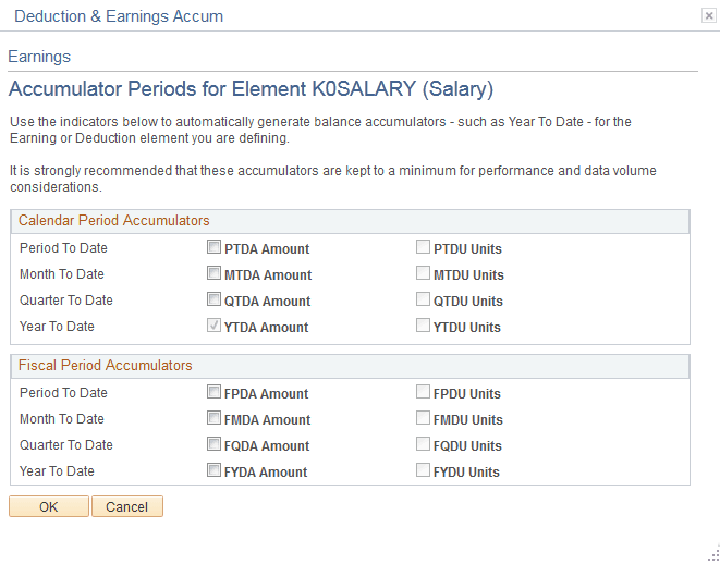 Earnings - Accumulator Periods for Element <name> page