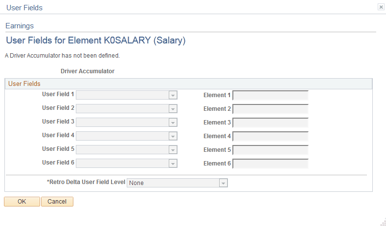 Earnings - User Fields for Element <name> page