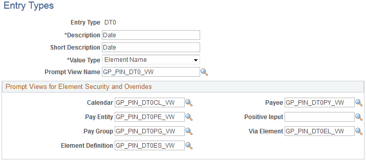 Entry Types page Entry Types page