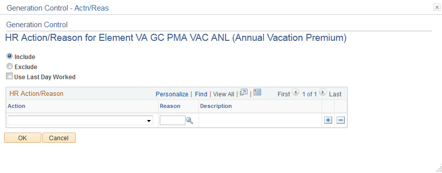 HR Action/Reason for Element <name> page