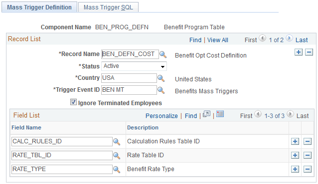 Mass Trigger Events page