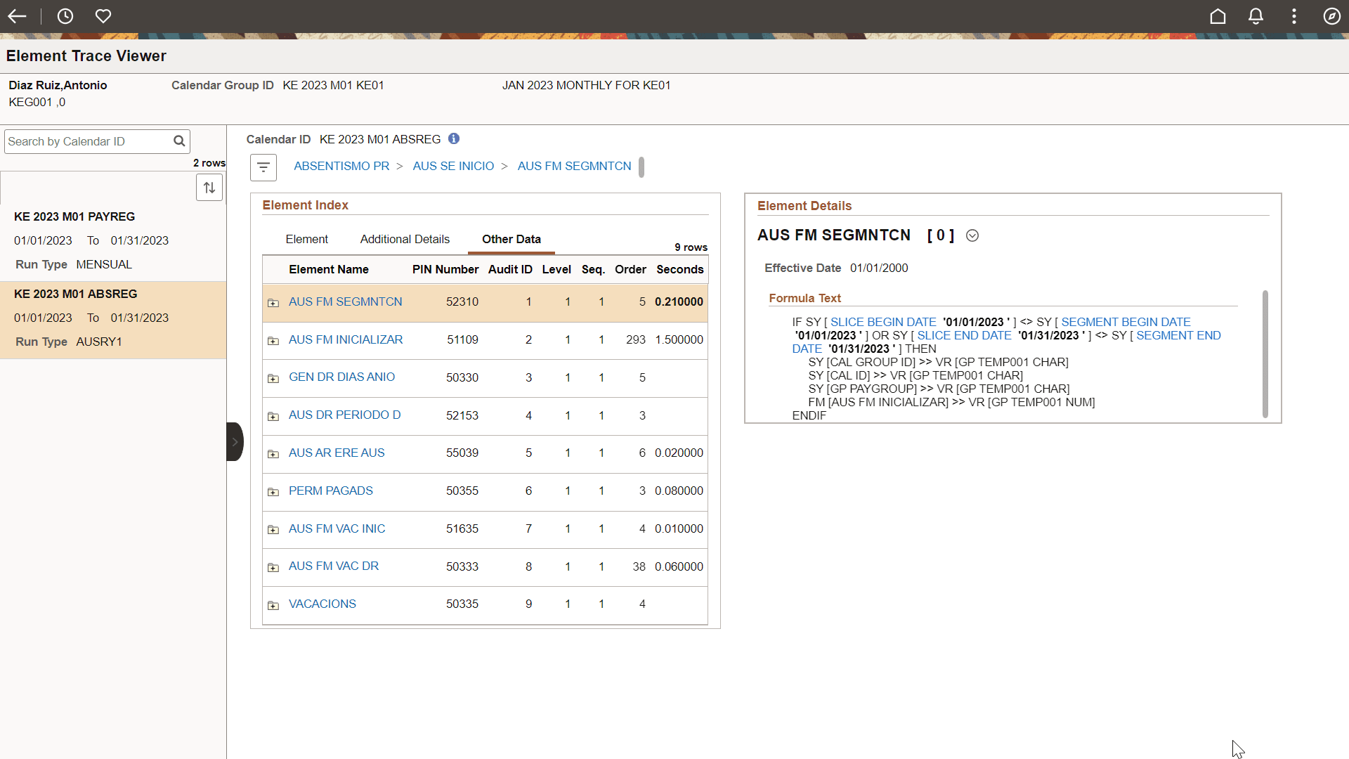 Other Data page