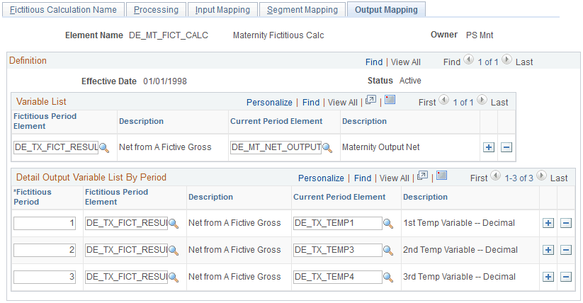 Output Mapping page