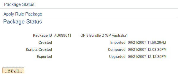 Package Status page