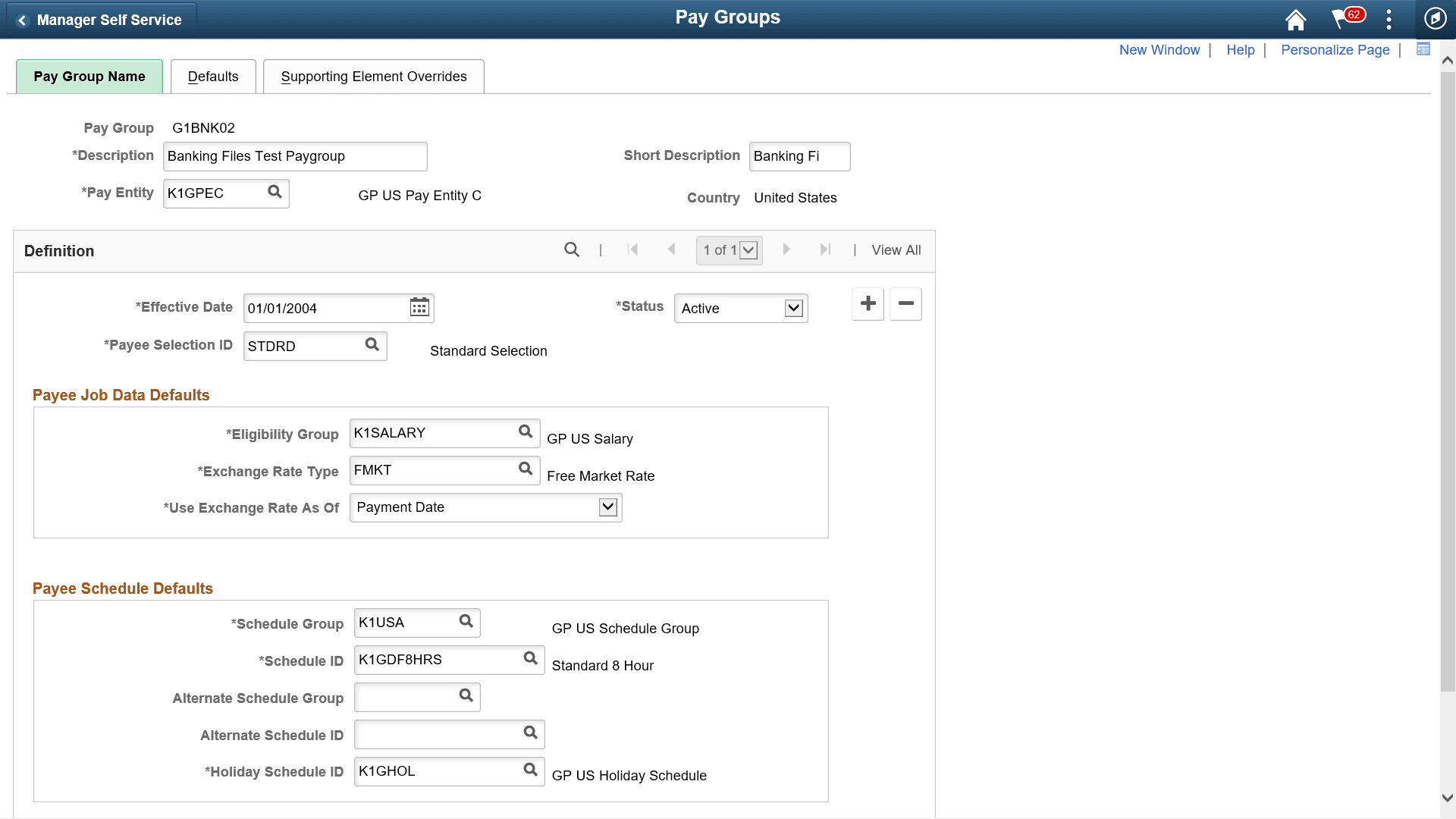 Pay Group page