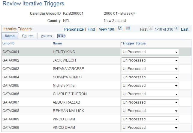 Review Iterative Triggers page - Name tab