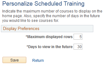 Personalize Scheduled Training page Personalize Scheduled Training page
