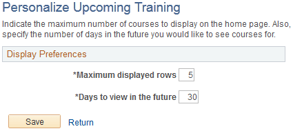 Personalize Upcoming Training page Personalize Upcoming Training page