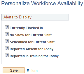 Personalize Workforce Availability page Personalize Workforce Availability page