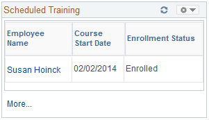 Scheduled Training pagelet Scheduled Training pagelet