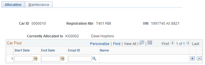 Allocation page