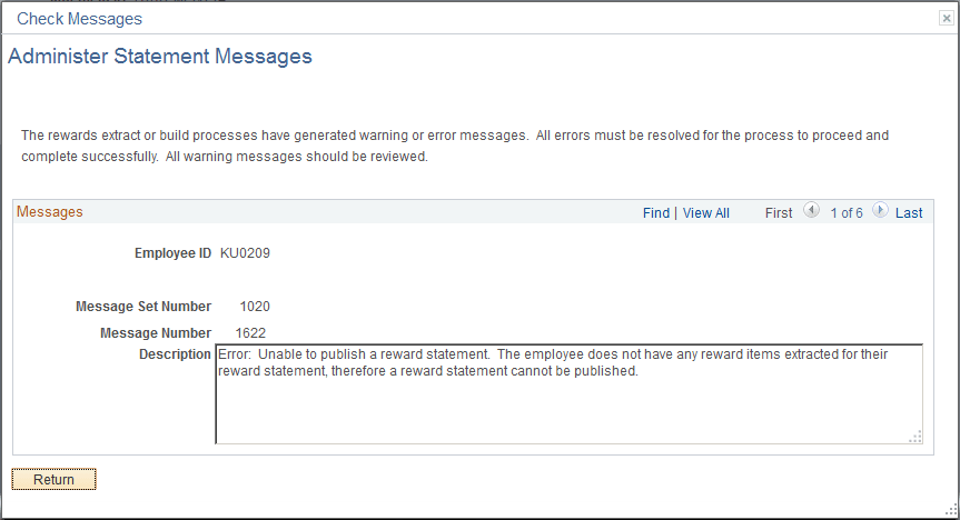 Administer Statement Messages page Administer Statement Messages page